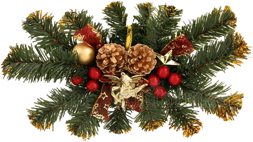 Festive Christmas Pine Decoration.png PNG Image