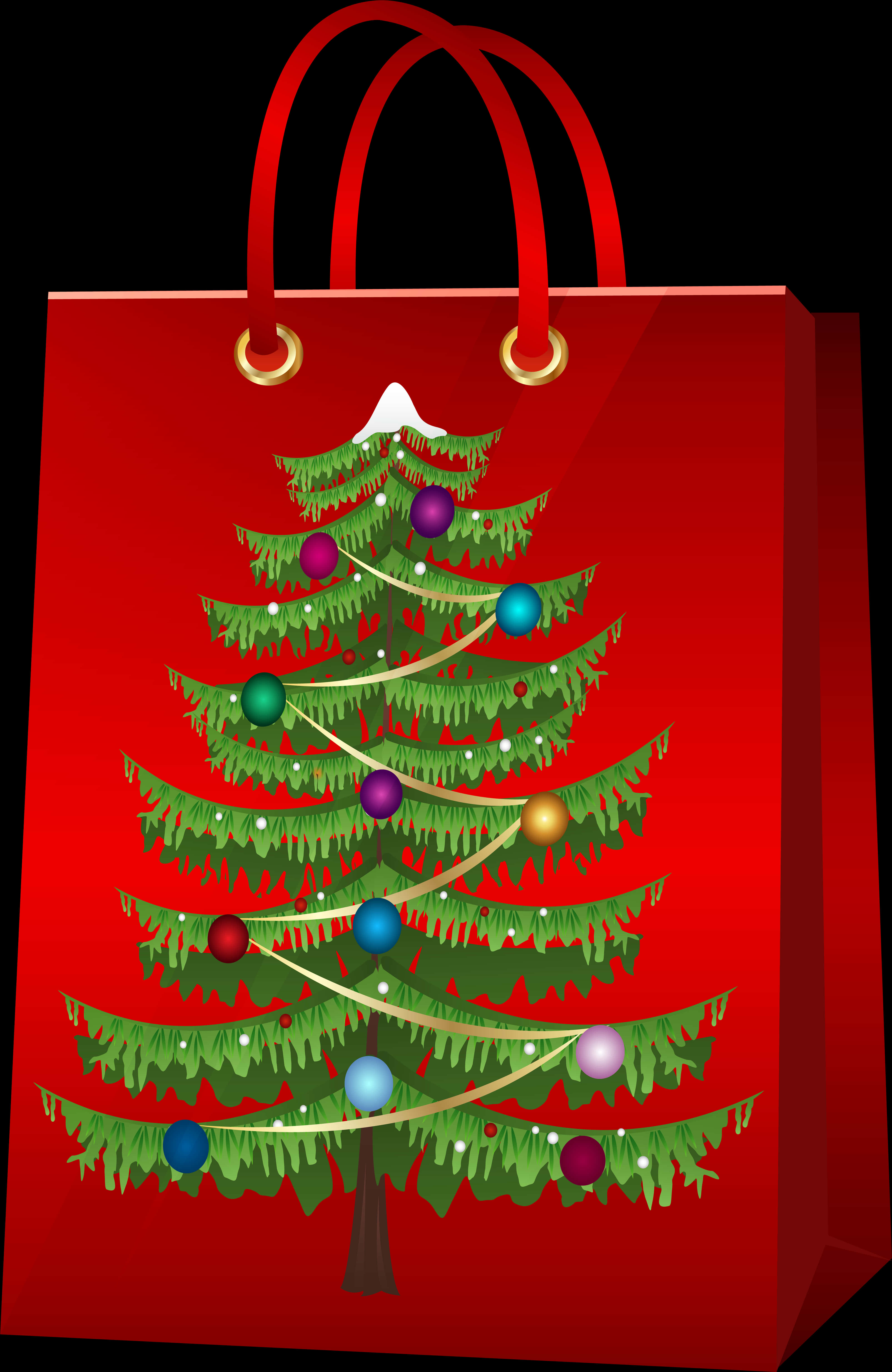 Festive Christmas Tree Gift Bag PNG Image