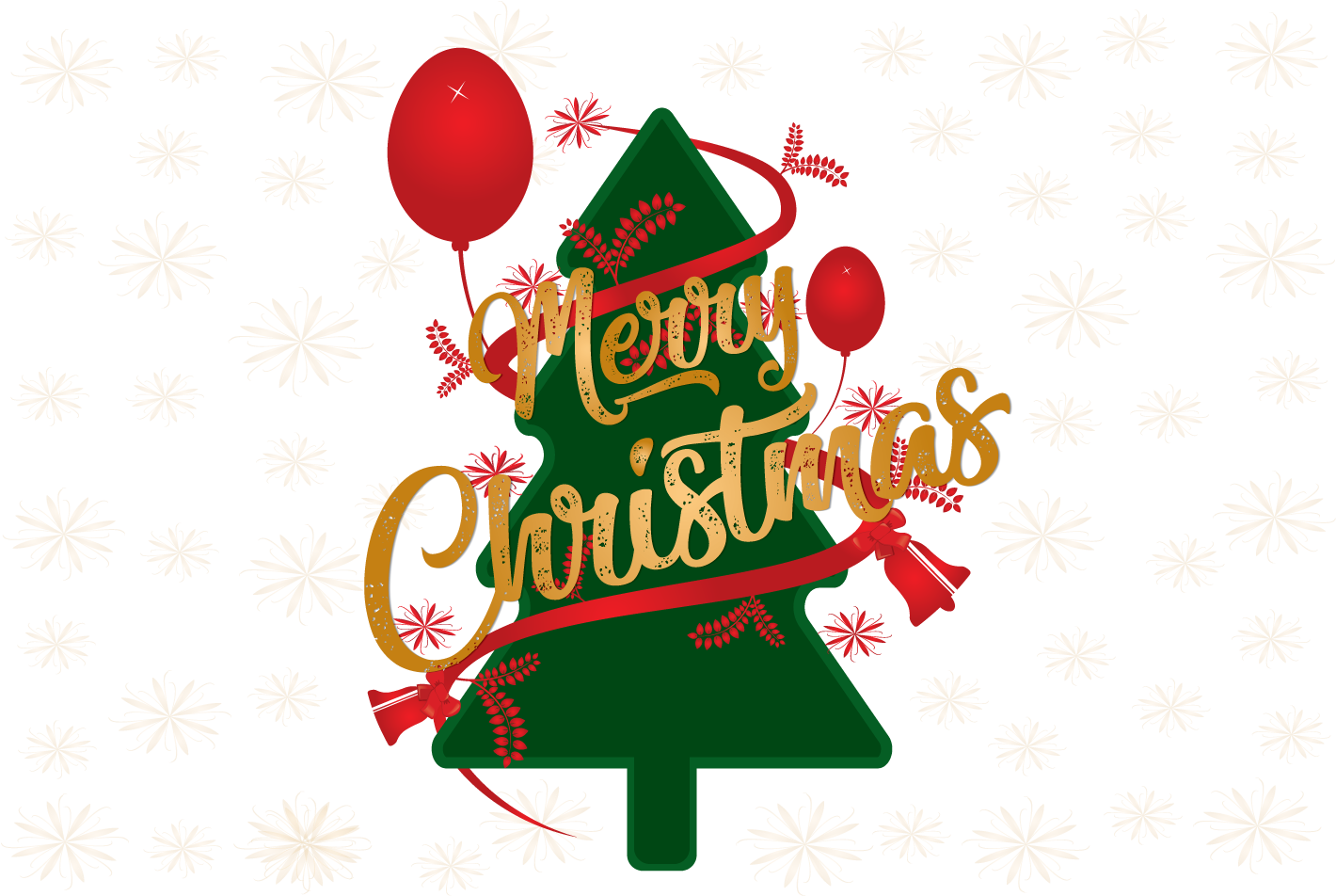 Festive Christmas Tree Greeting PNG Image