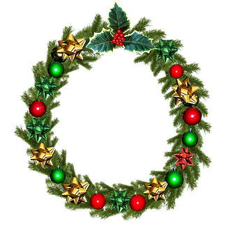 Festive Christmas Wreath PNG Image