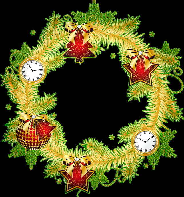 Festive Christmas Wreath Decoration PNG Image