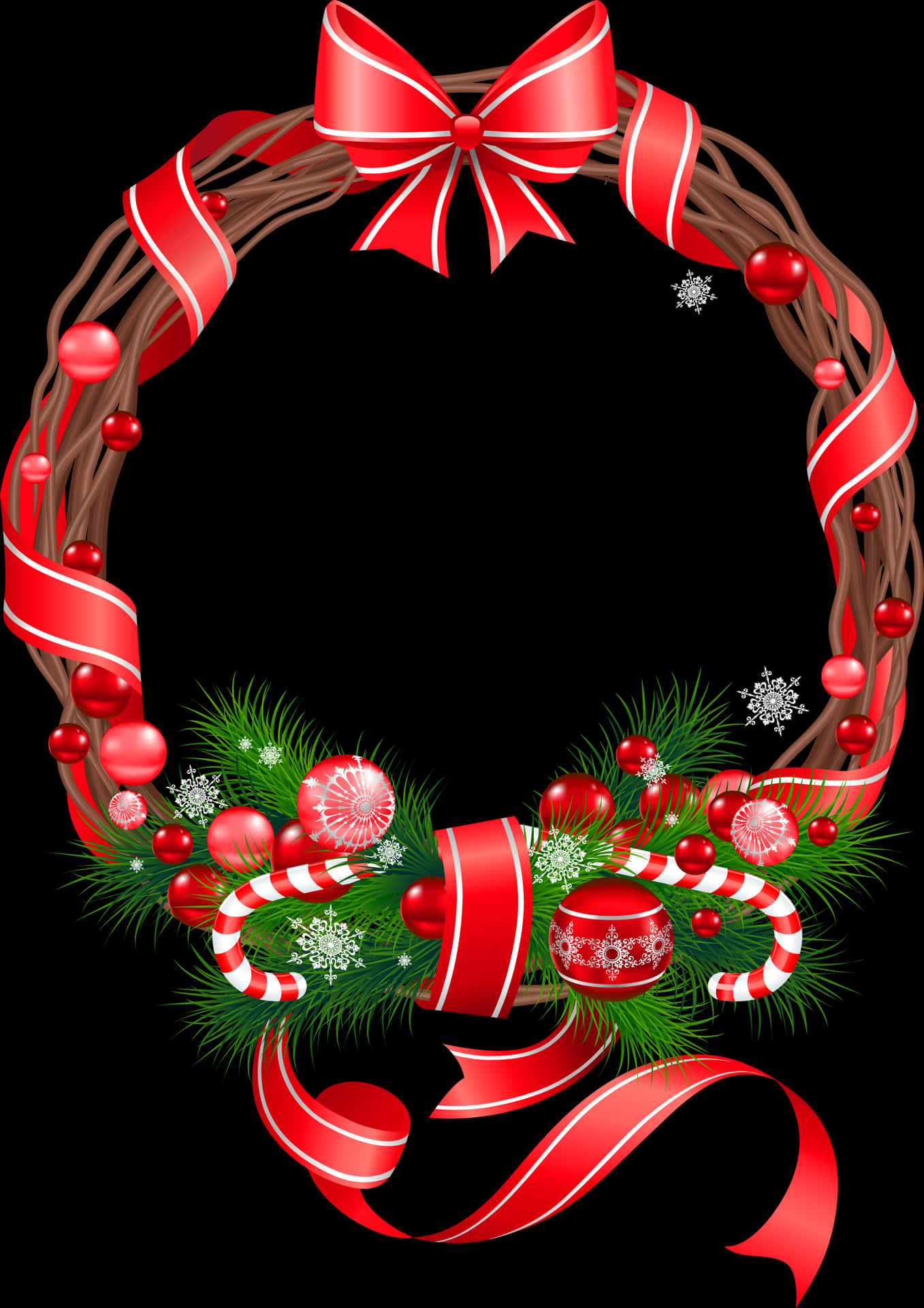 Festive Christmas Wreath Decoration PNG Image