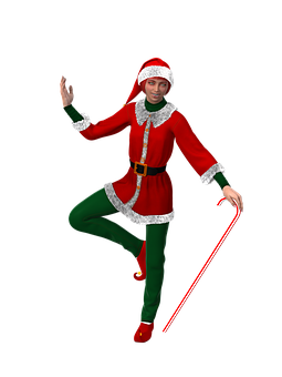 Festive Elf Costume Pose PNG Image