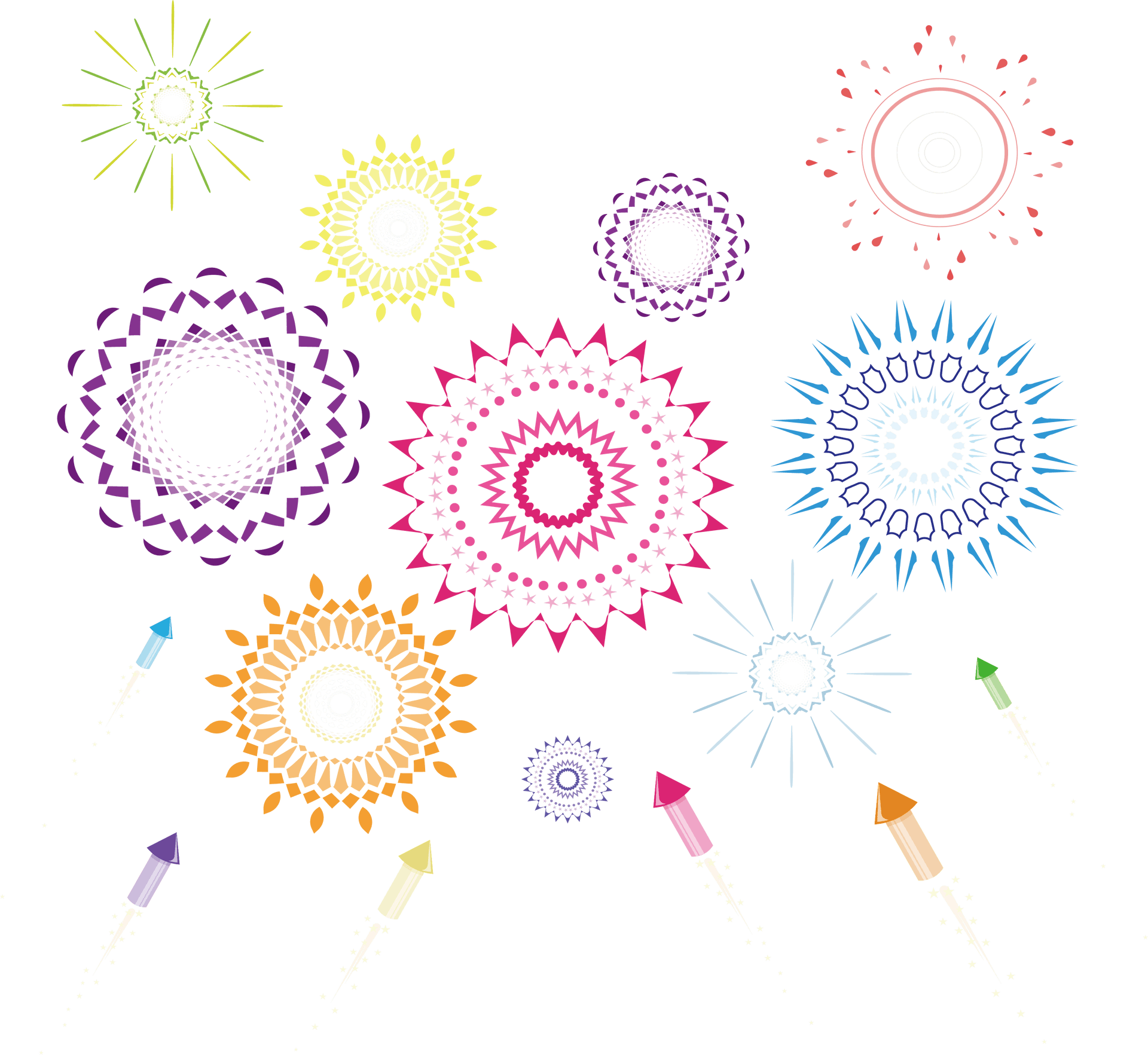 Festive Fireworks Illustration PNG Image