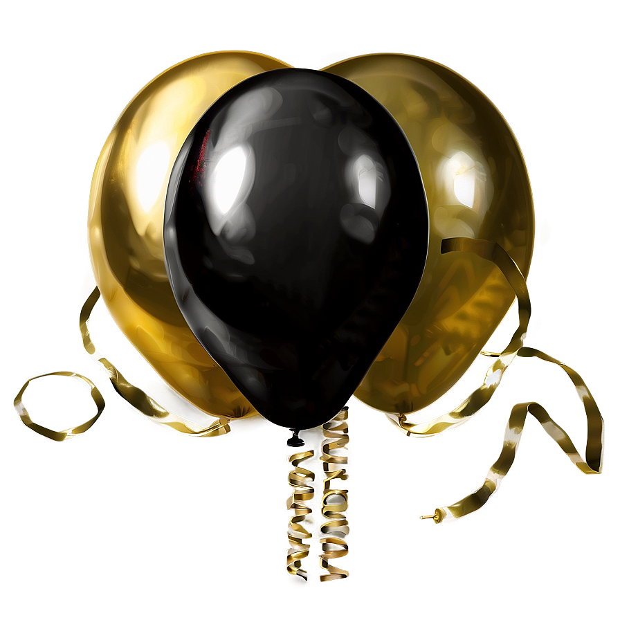 Festive Gold And Black Balloons Png Eag PNG Image