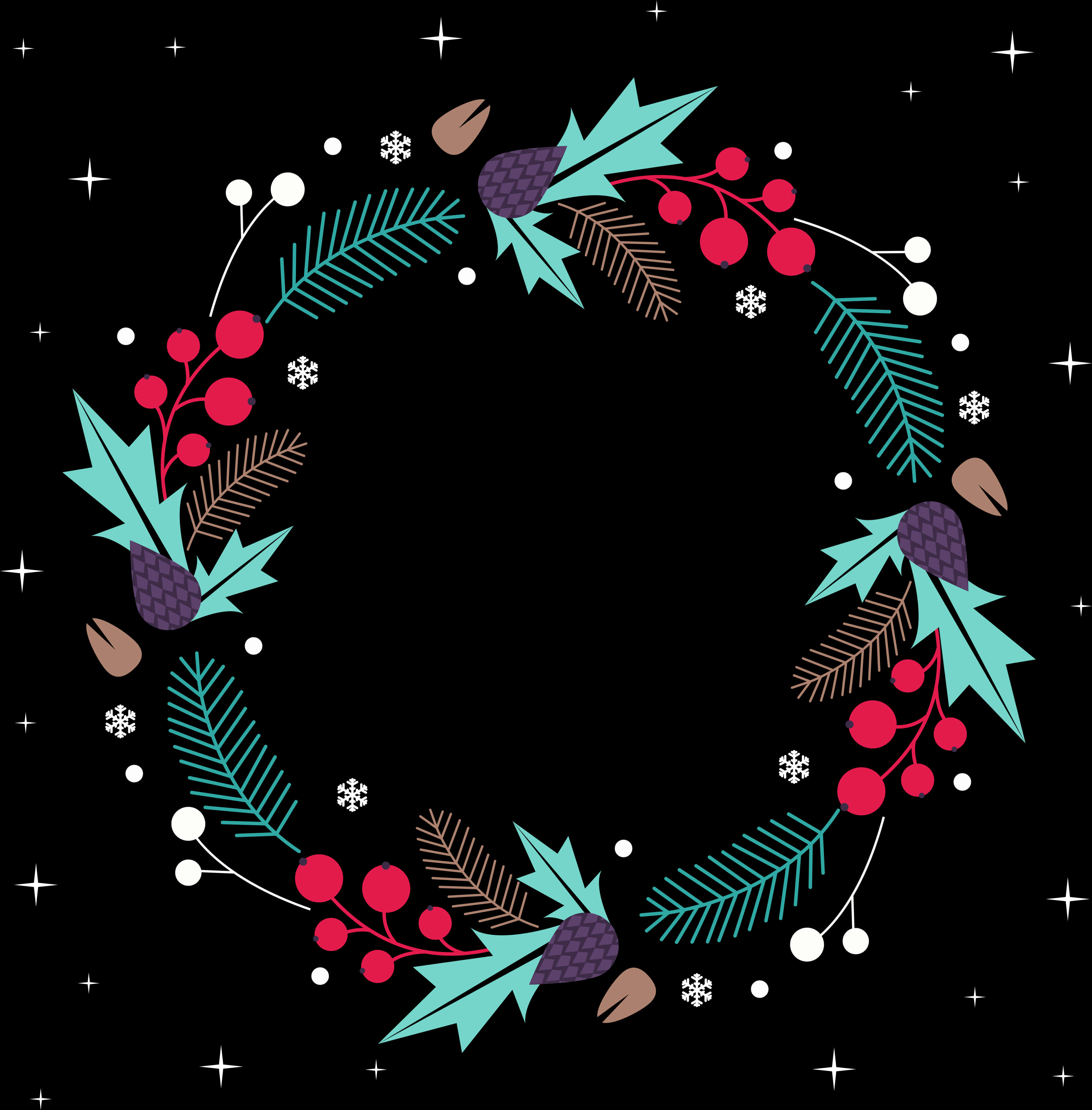 Festive Holiday Wreath Illustration PNG Image