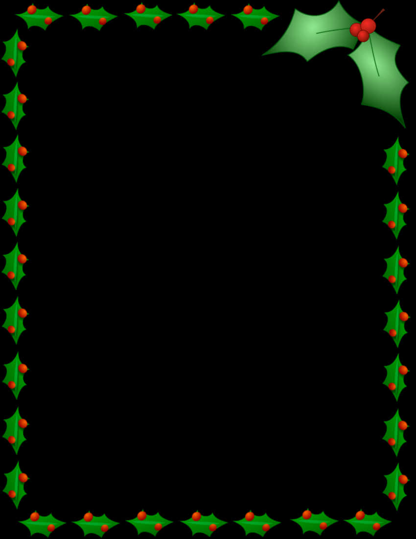 Festive Holly Christmas Border PNG Image