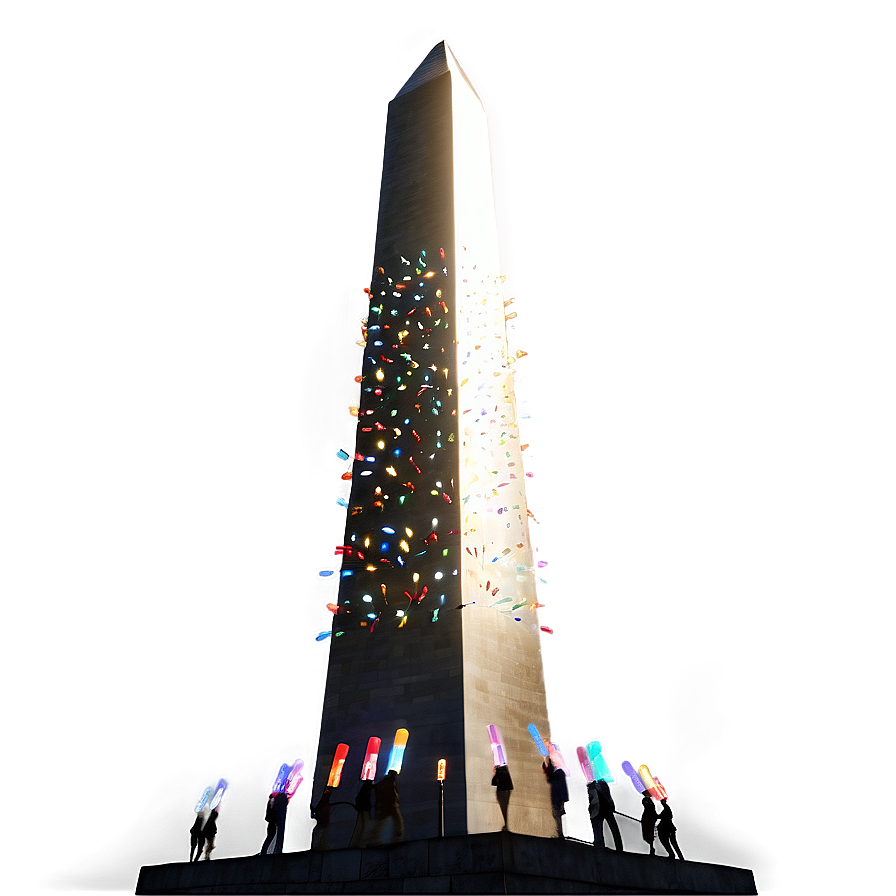 Festive Lights On Washington Monument Png Gwm88 PNG Image