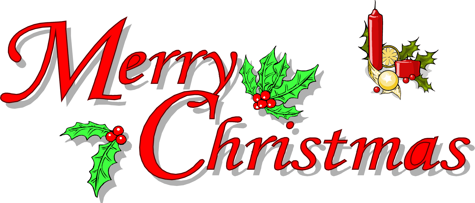 Festive Merry Christmas Text PNG Image