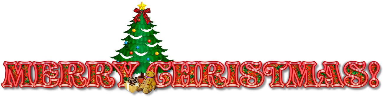 Festive Merry Christmas Textwith Tree PNG Image