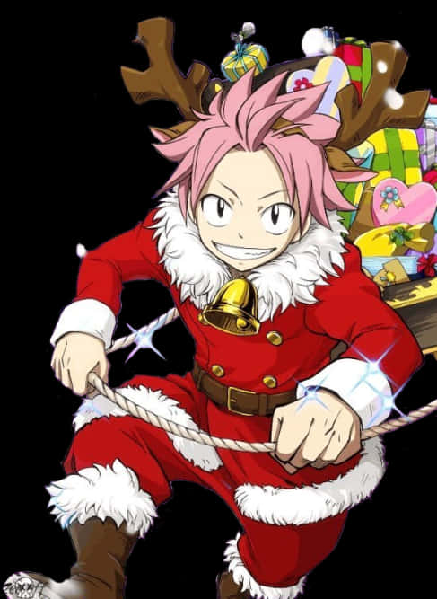 Festive Natsu Dragneel Anime Character PNG Image