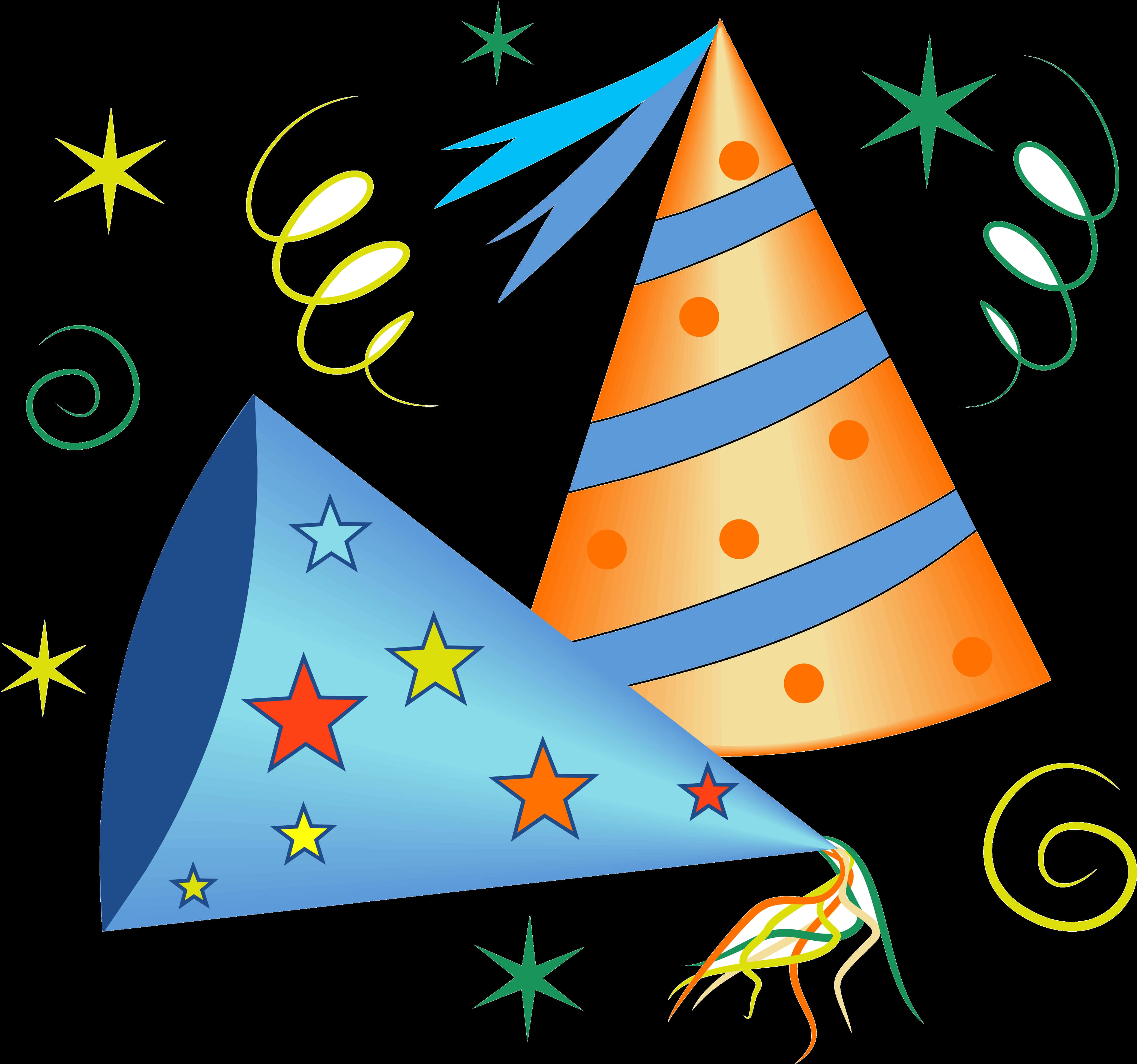 Festive Party Hats Illustration PNG Image