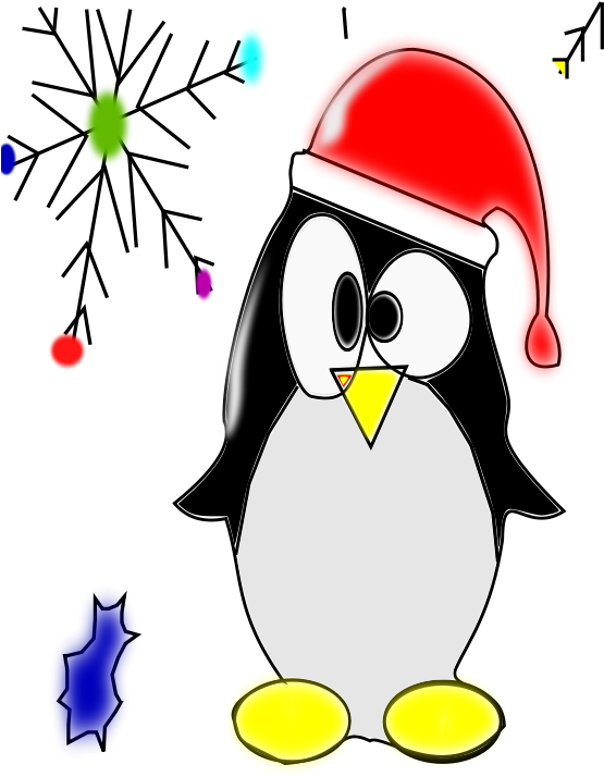 Festive Penguinwith Santa Hatand Lights PNG Image