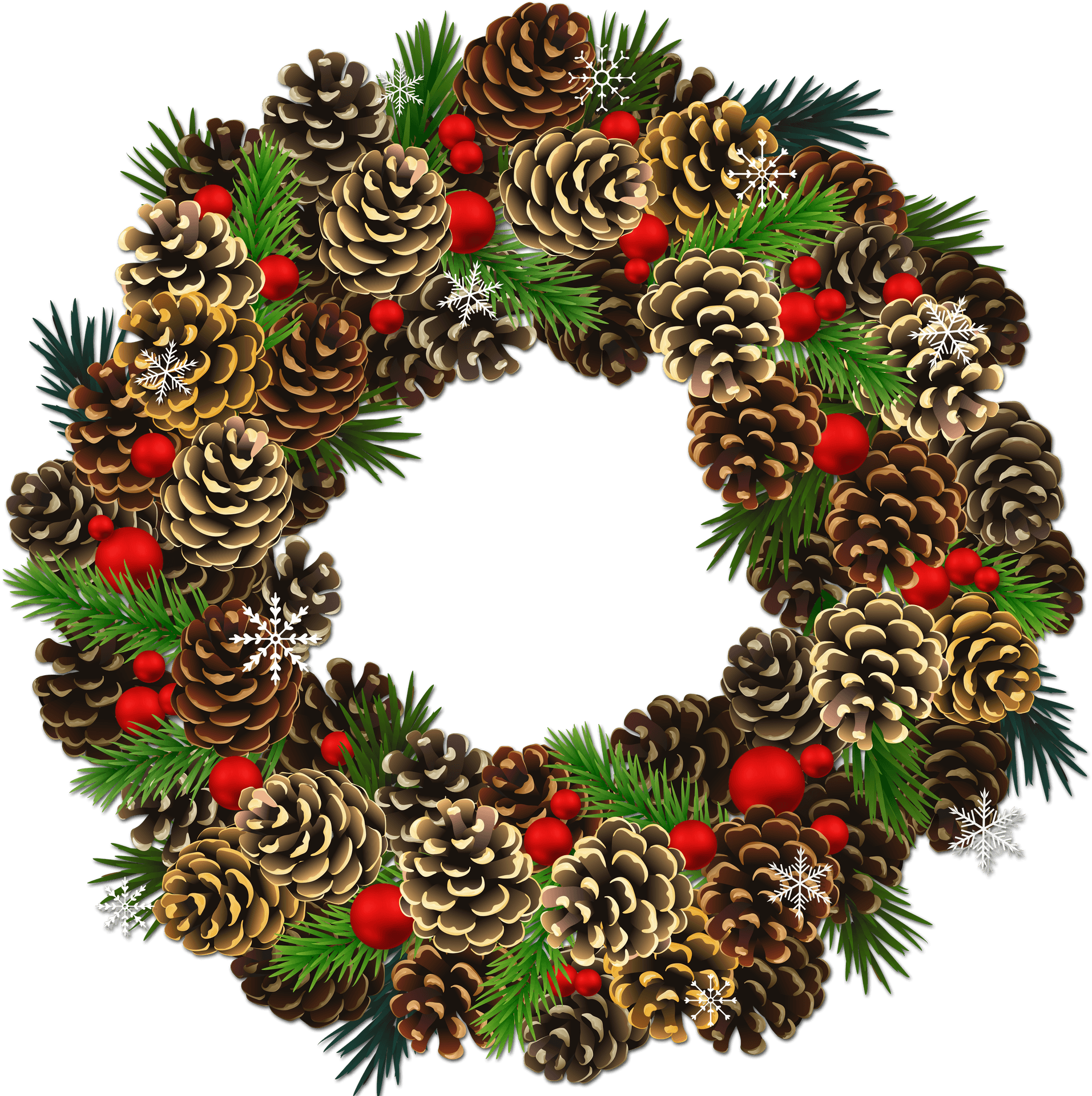 Festive Pineconeand Berry Garland PNG Image