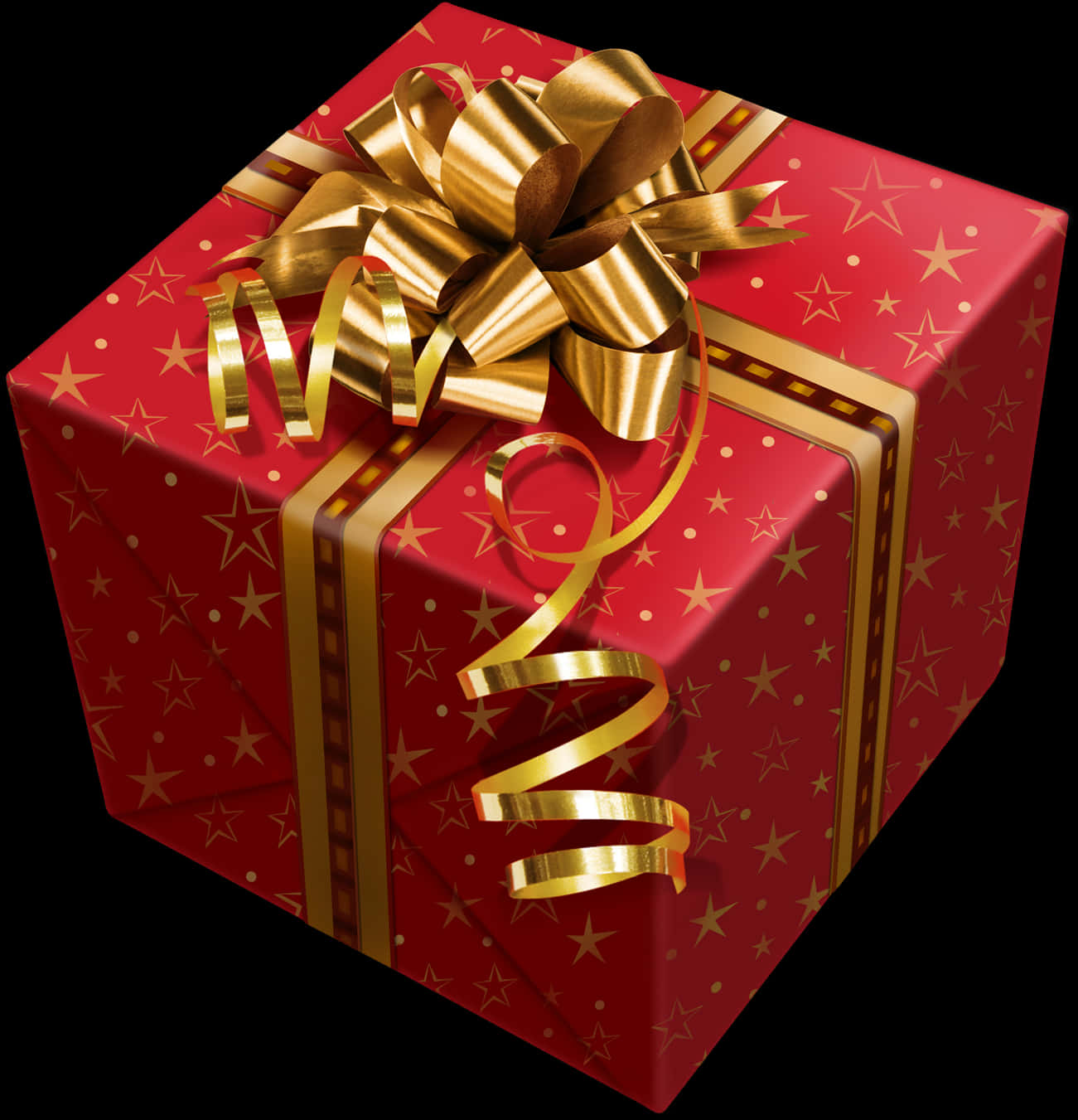 Festive Red Gift Boxwith Golden Ribbon PNG Image