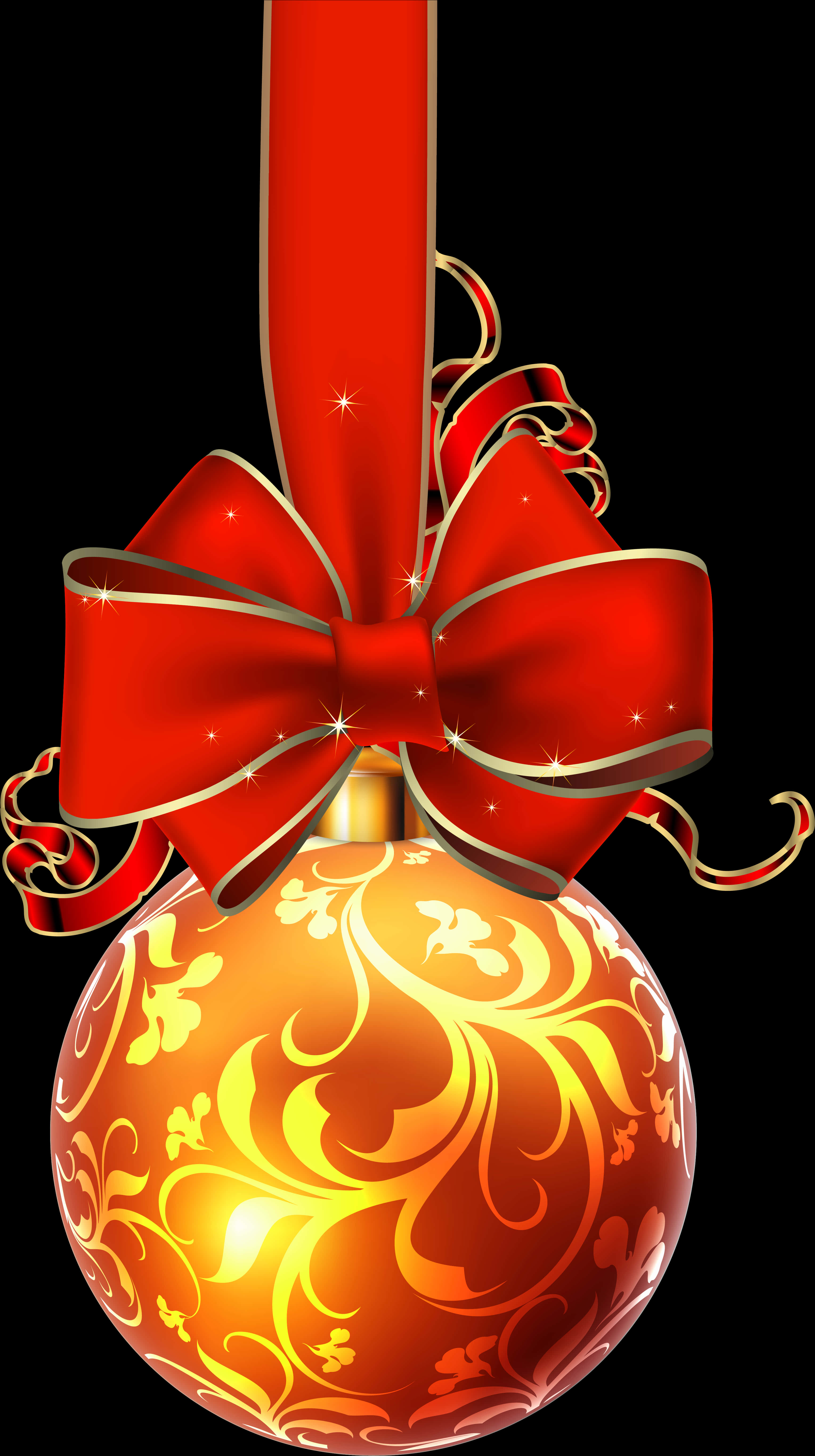 Festive Red Ribbonand Ornament PNG Image