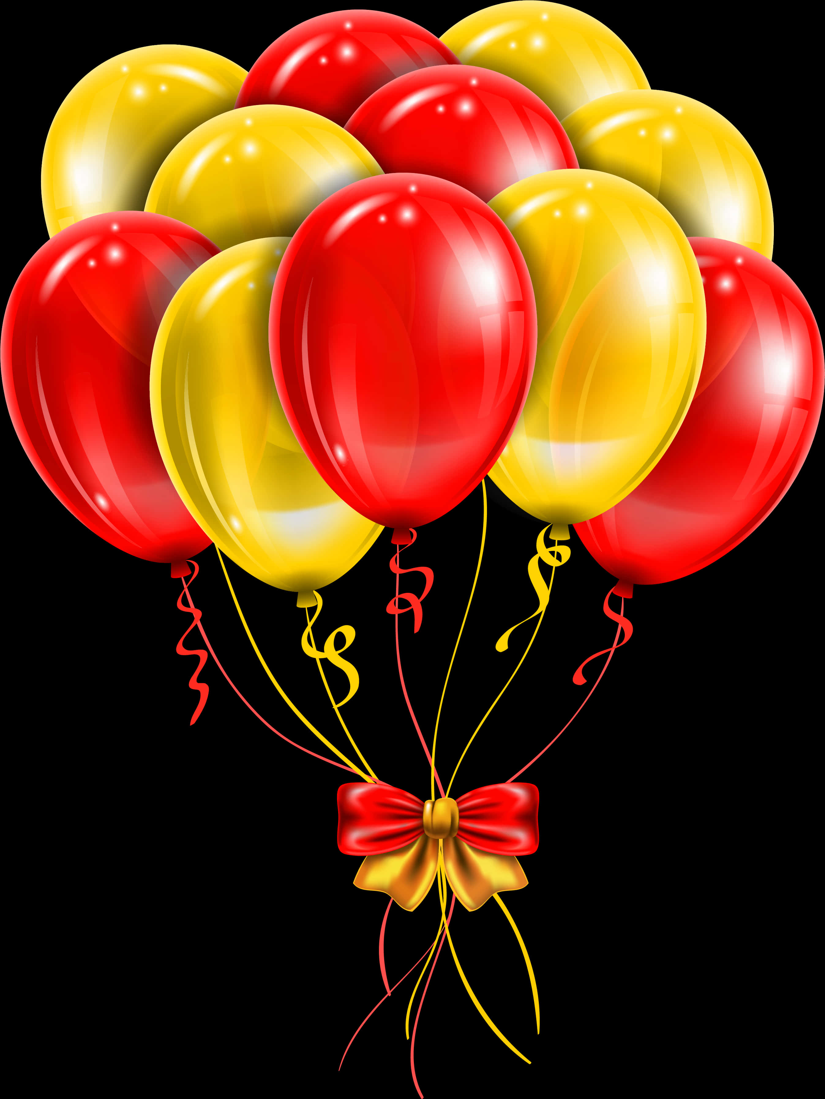 Festive Redand Yellow Balloons Bunch PNG Image