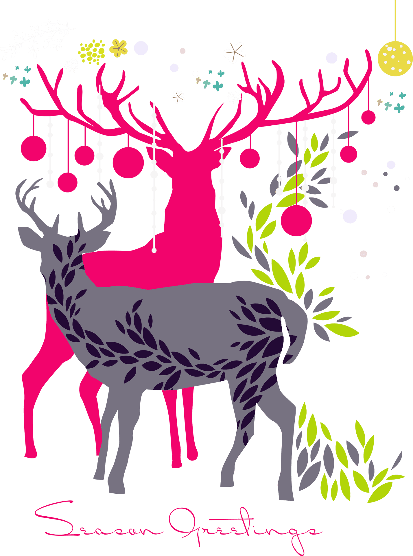 Festive Reindeer Season Greetings PNG Image