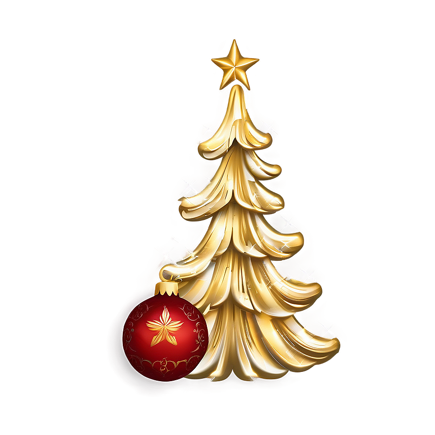 Festive Shimmering Gold Christmas Tree Png Uqt PNG Image