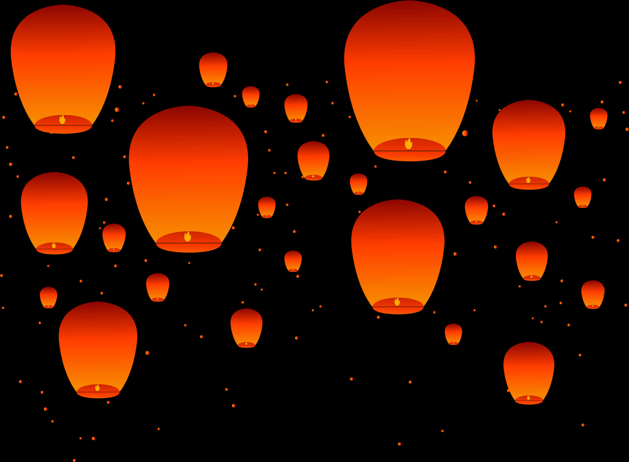 Festive_ Sky_ Lanterns_ Background PNG Image