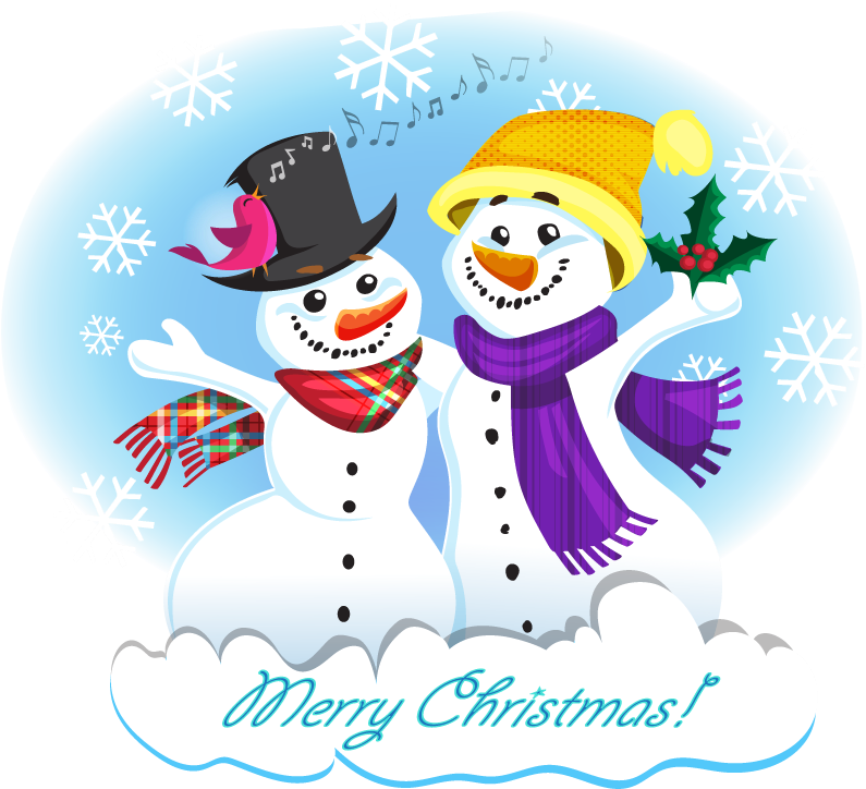 Festive Snowman Duo Clipart PNG Image