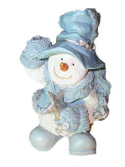 Festive Snowman Figurinewith Blue Hat PNG Image