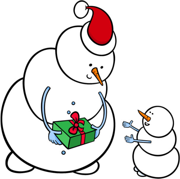 Festive Snowmen Gift Exchange Clipart PNG Image