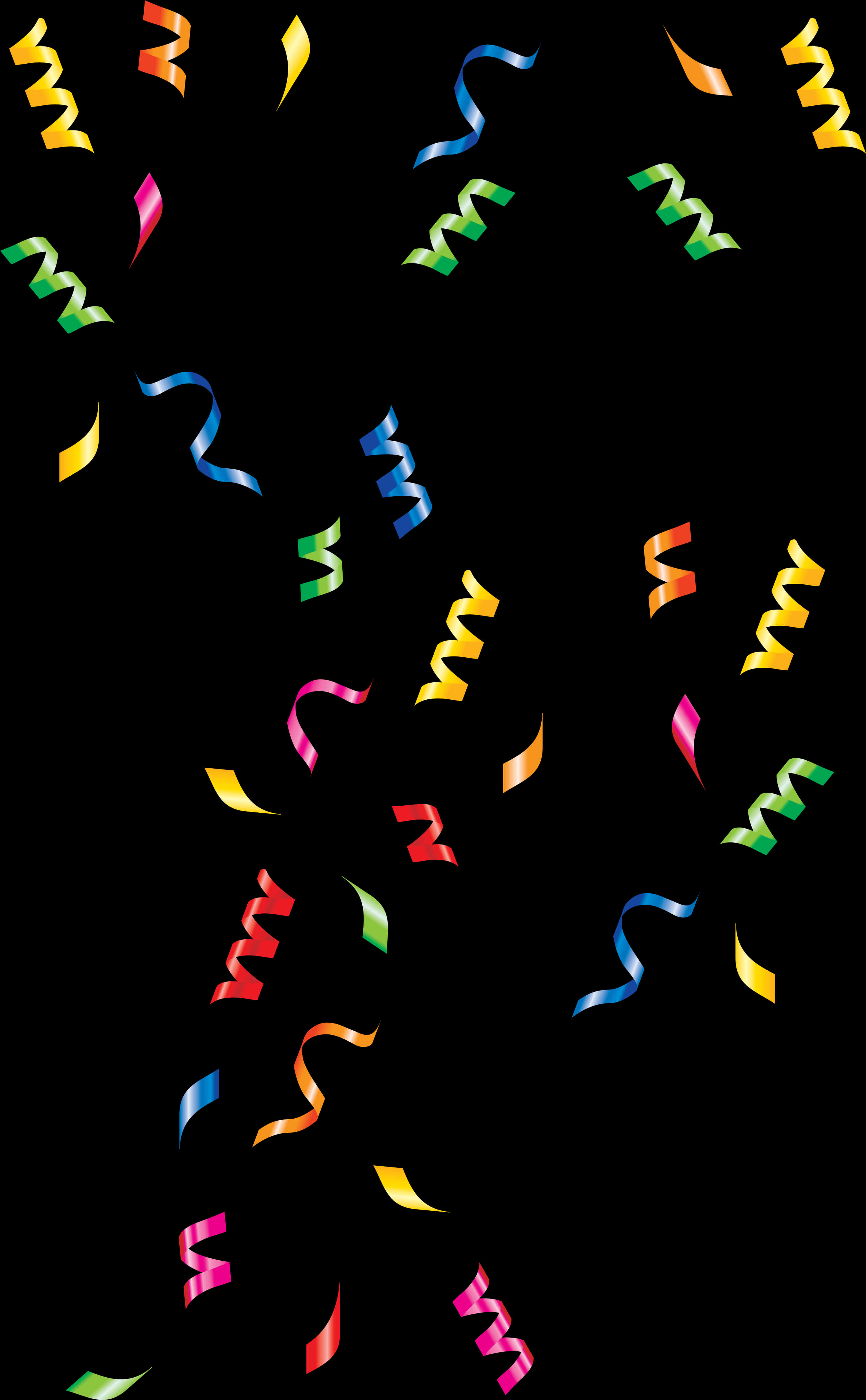 Festive_ Streamers_on_ Black_ Background PNG Image