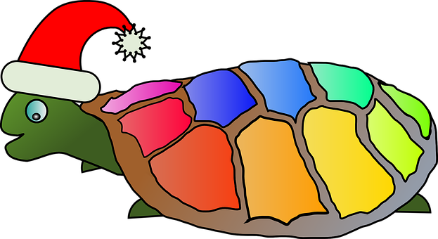 Festive Turtlein Santa Hat PNG Image