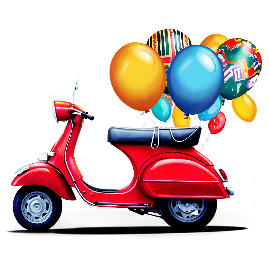 Festive Vespa With Balloons Png Bms80 PNG Image