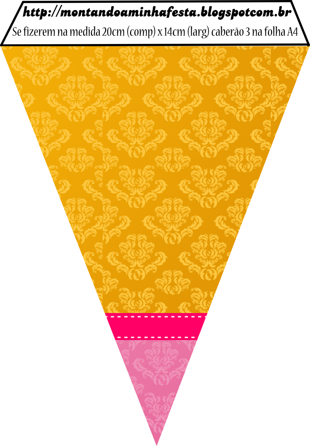 Festive Yellow Pink Bunting Design PNG Image