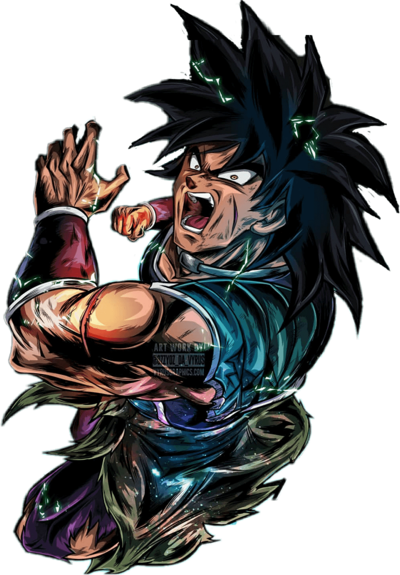 Fierce Broly Power Up Artwork PNG Image