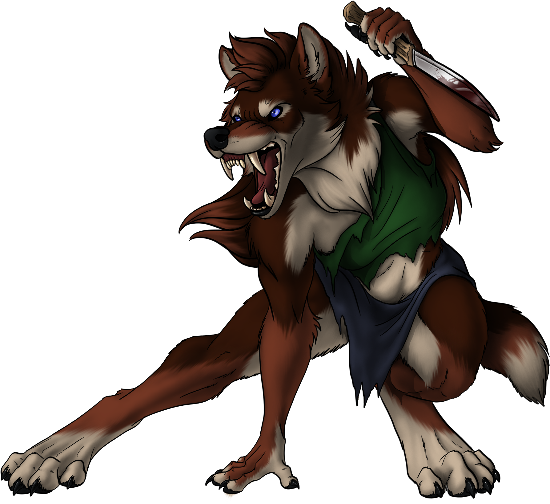 Fierce Werewolf Warrior PNG Image