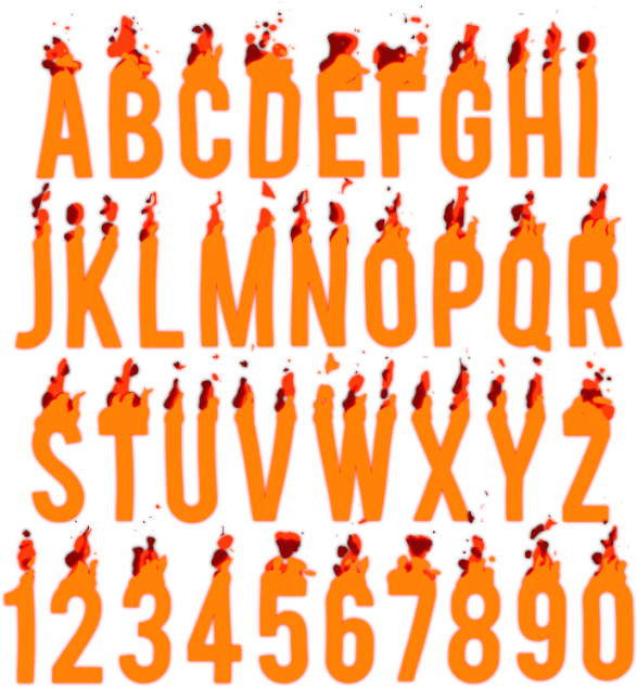 Fiery Alphabet Numbers PNG Image