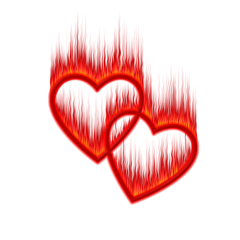 Fiery Hearts Interlinked PNG Image