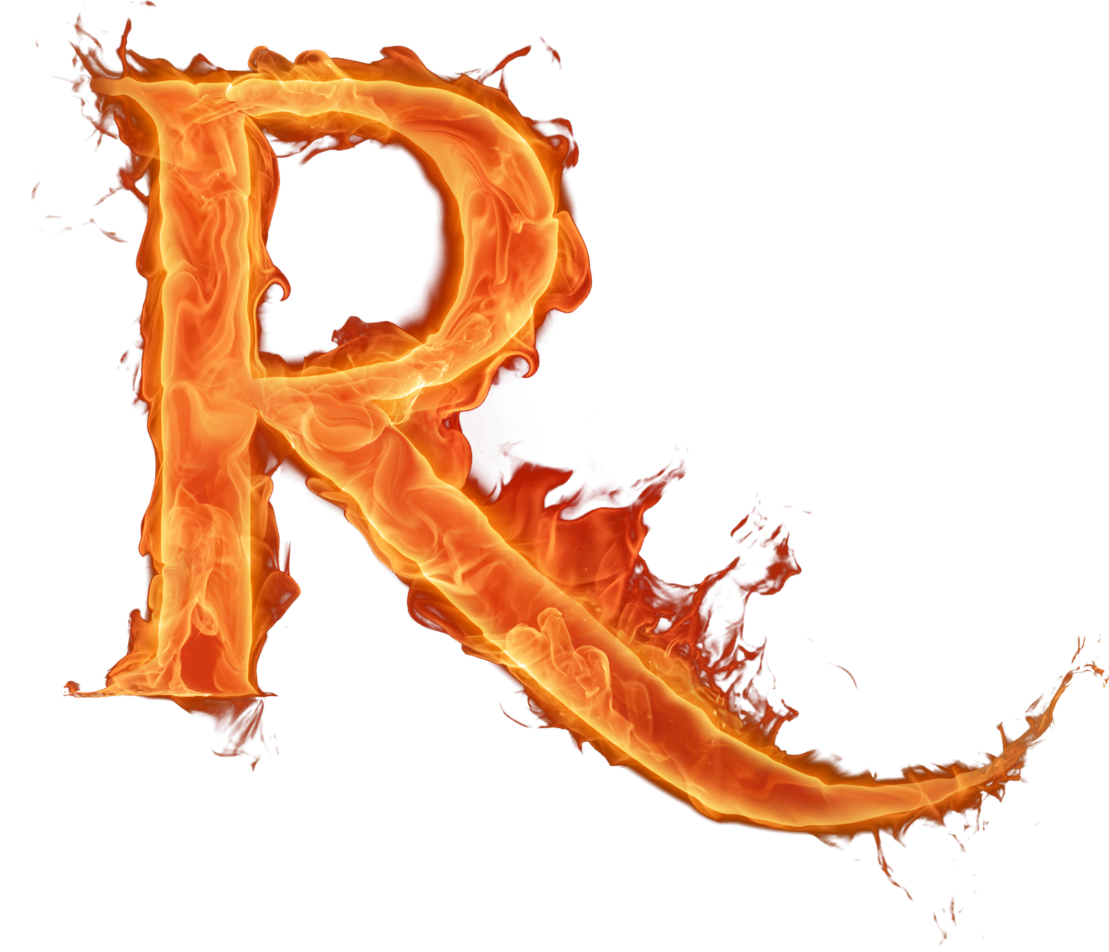 Fiery Letter R Art PNG Image