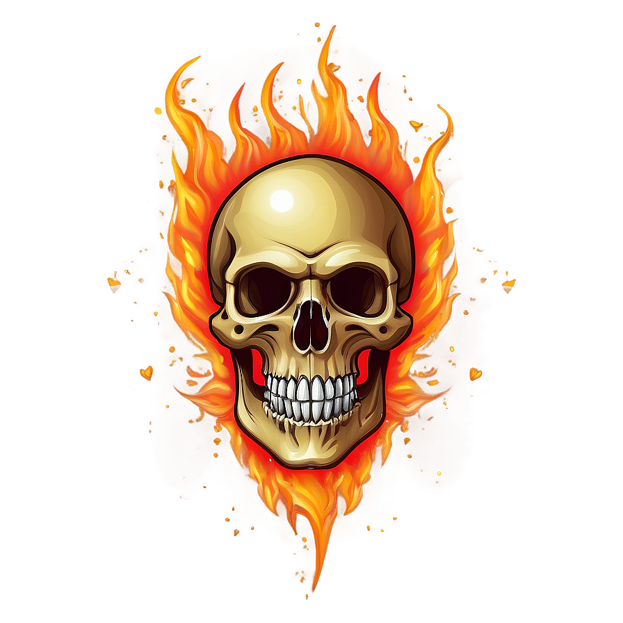 Fiery Skull Illustration Png B PNG Image