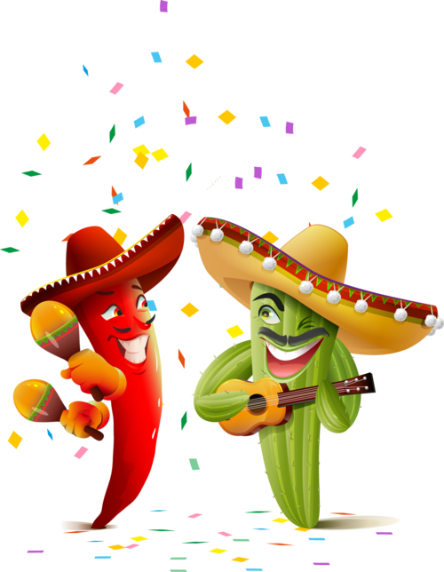 Fiesta Chiliand Cactus Characters PNG Image