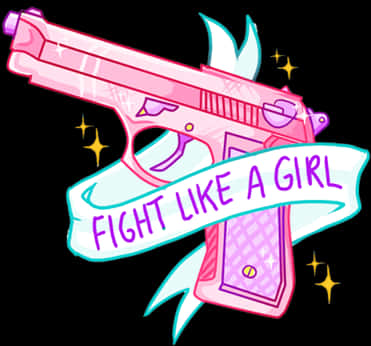 Fight Like A Girl Pistol Illustration PNG Image