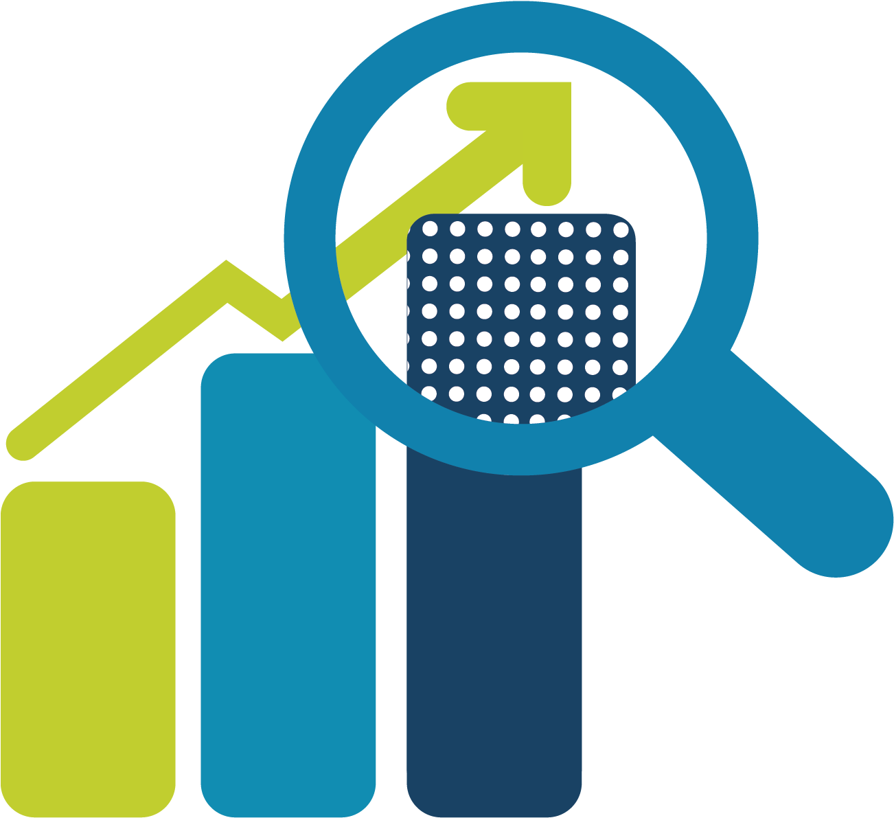 Financial Analysis Graph Magnifying Glass PNG Image