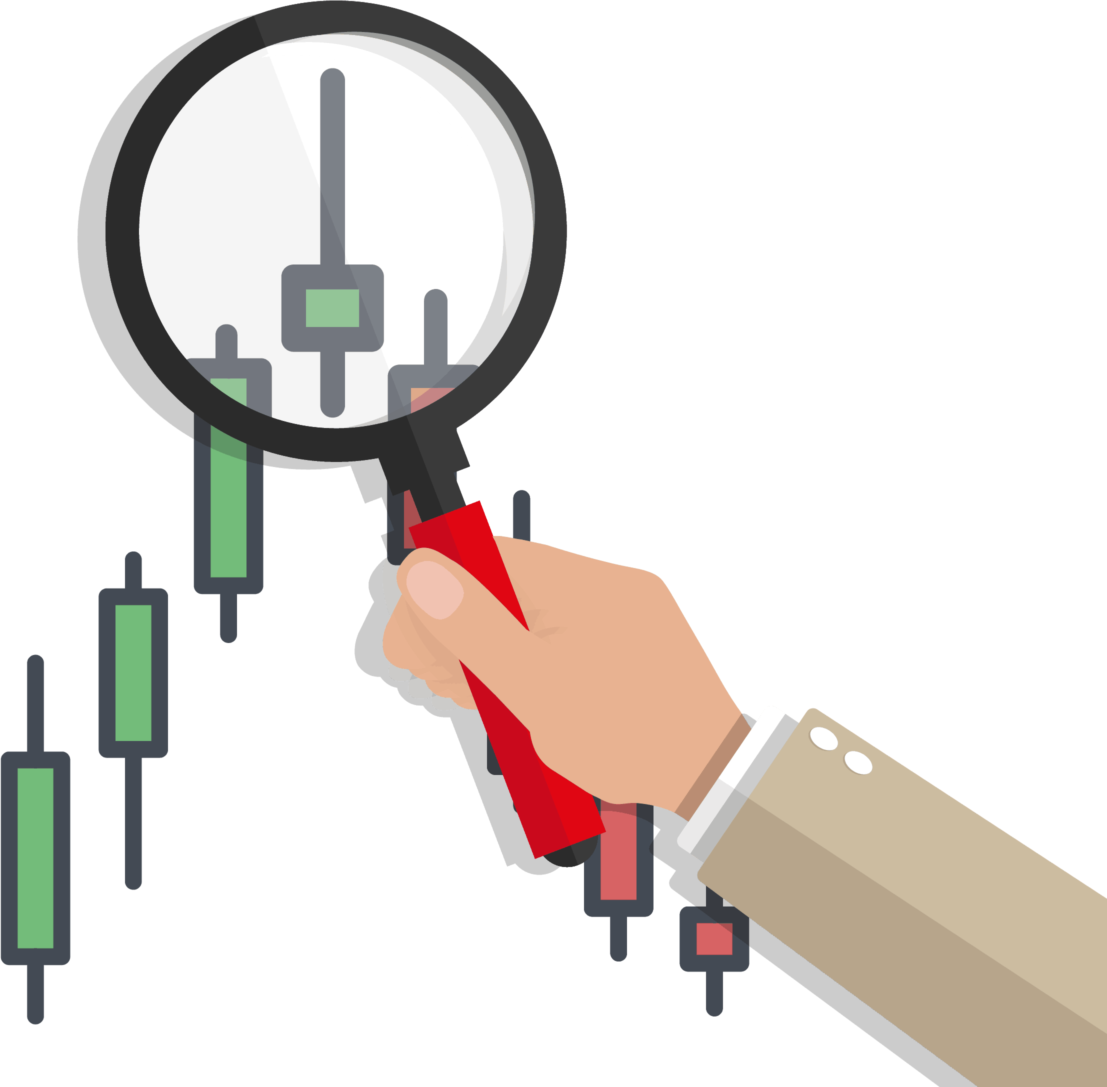 Financial Analysis Magnifying Glass PNG Image