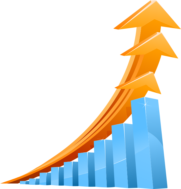 Financial Growth Chart With Arrows PNG Image