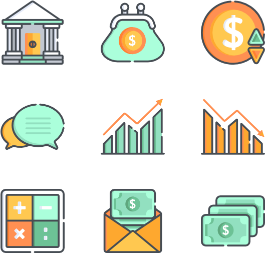 Financial Icons Set PNG Image