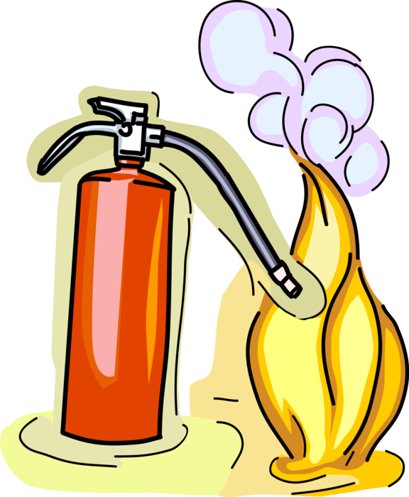 Fire Extinguisherand Flame Cartoon PNG Image