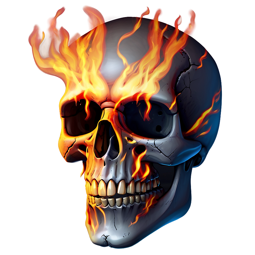 Fire Skull Face Illustration Png Iyj PNG Image