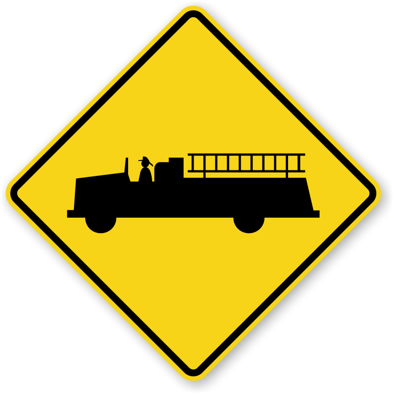 Fire Truck Warning Sign PNG Image