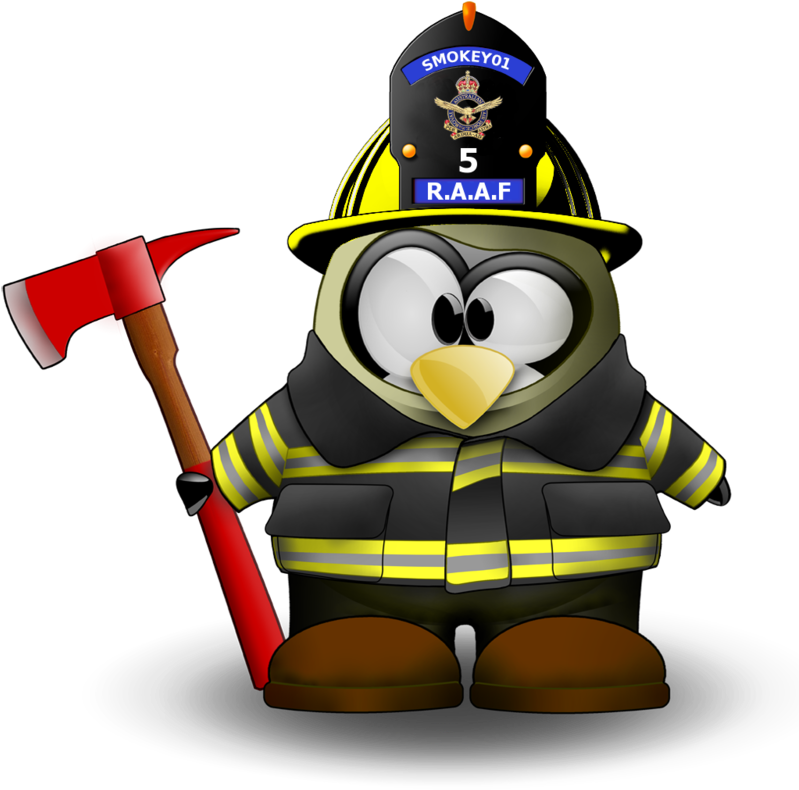 Firefighter Penguin Cartoon Character PNG Image