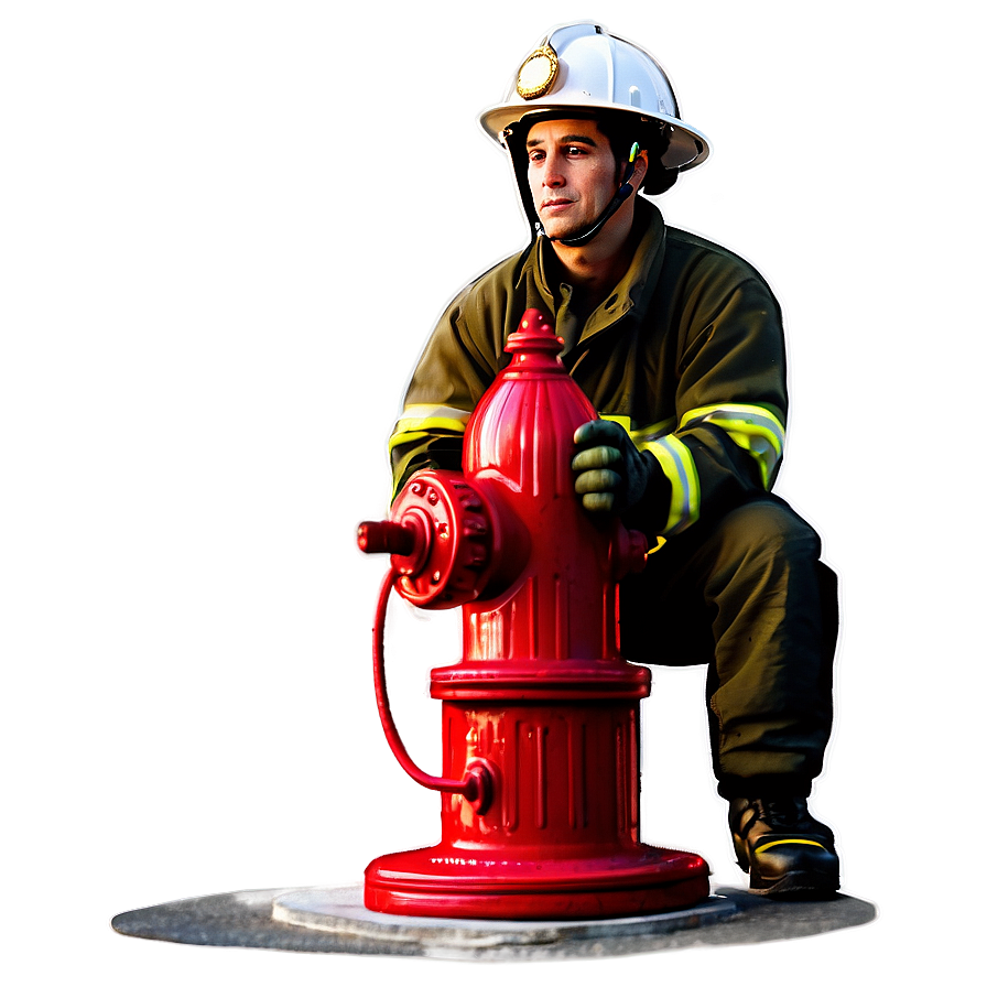 Fireman And Fire Hydrant Png 06252024 PNG Image