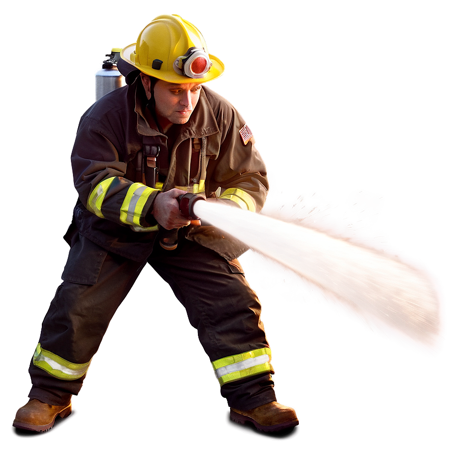 Fireman In Action Png Shu1 PNG Image