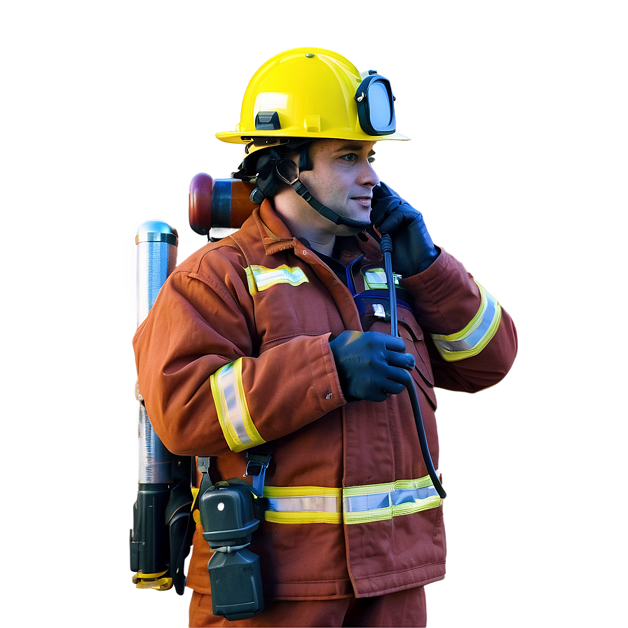 Fireman With Walkie Talkie Png 06252024 PNG Image